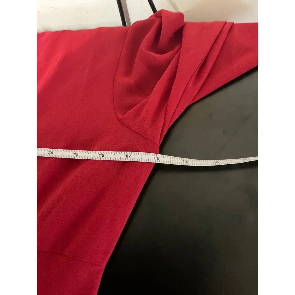 RIHOAS Women's Red V-Neck Puff Sleeve Slit Midi Dress NEW size Medium - Picture 10 of 14